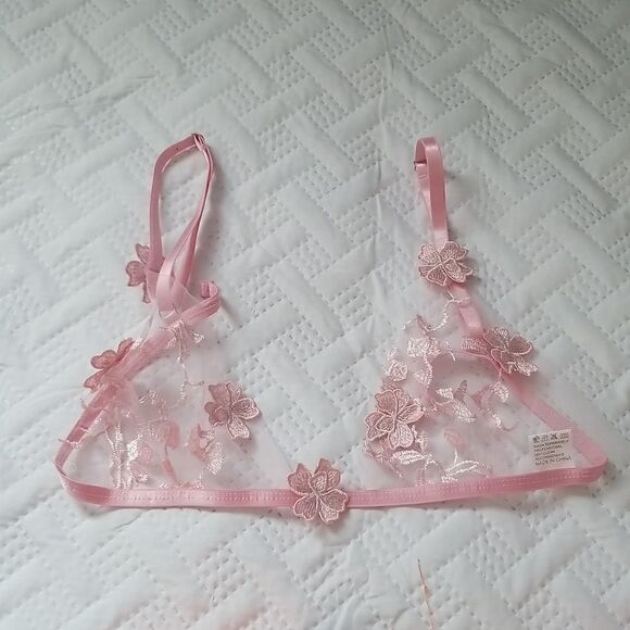 Sexy Pink flower sexy  Bra Lingerie Small - Picture 8 of 10